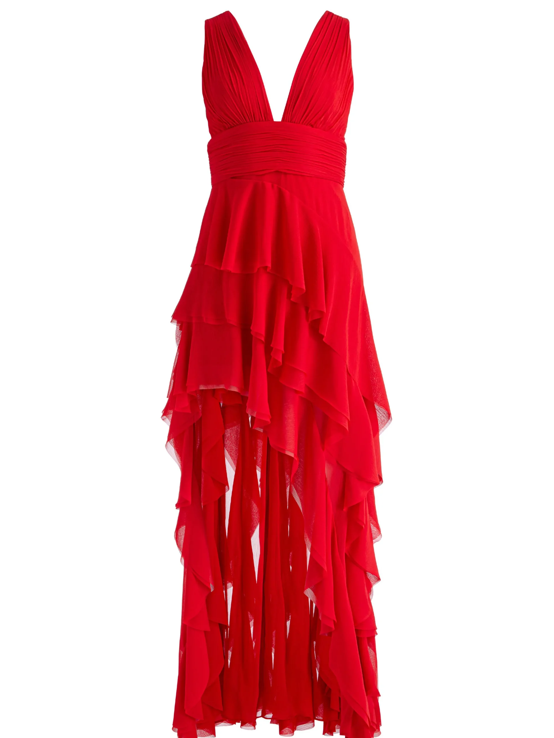 Alice and Olivia GUEST OF|MAXI*HOLLY ASYMMETRIC RUFFLE MAXI DRESS