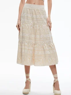 Alice and Olivia MATCHING SETS*JAYMEE TIE NECK CROPPED HALTER TOP + REISE TIERED MIDI SKIRT