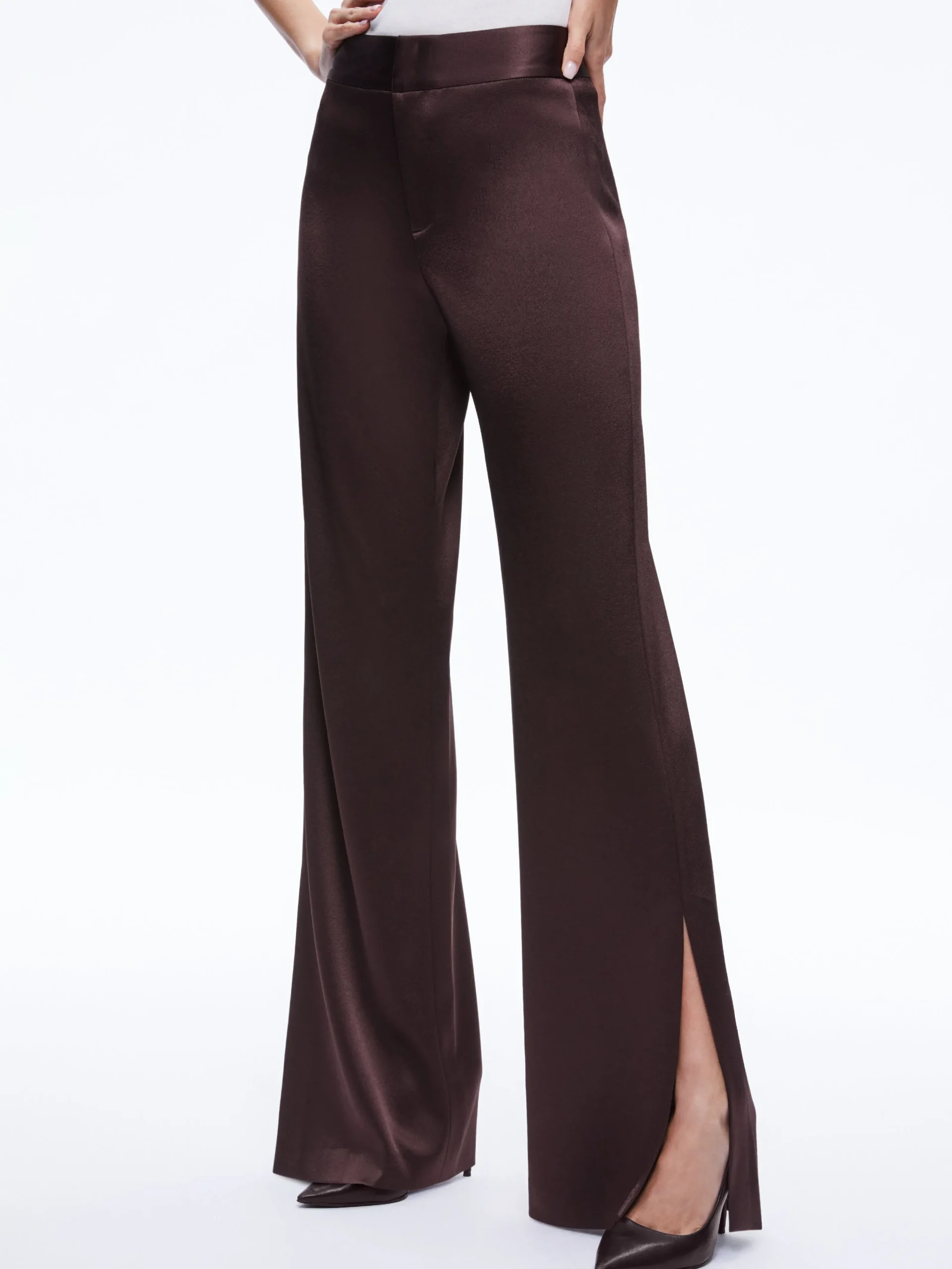 Alice and Olivia ESSENTIALS|PANTS*JC WIDE LEG SIDE SLIT PANT