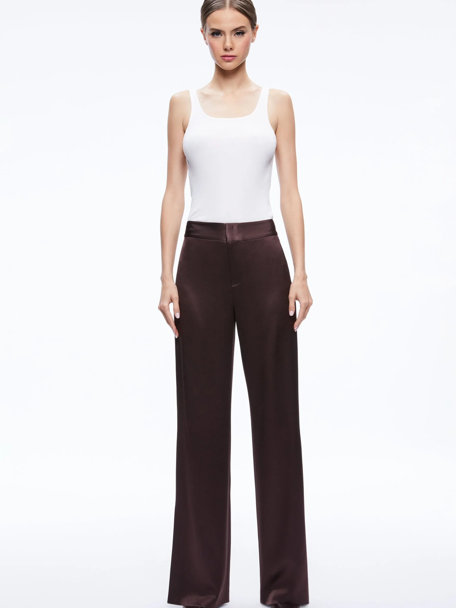 Alice and Olivia ESSENTIALS|PANTS*JC WIDE LEG SIDE SLIT PANT