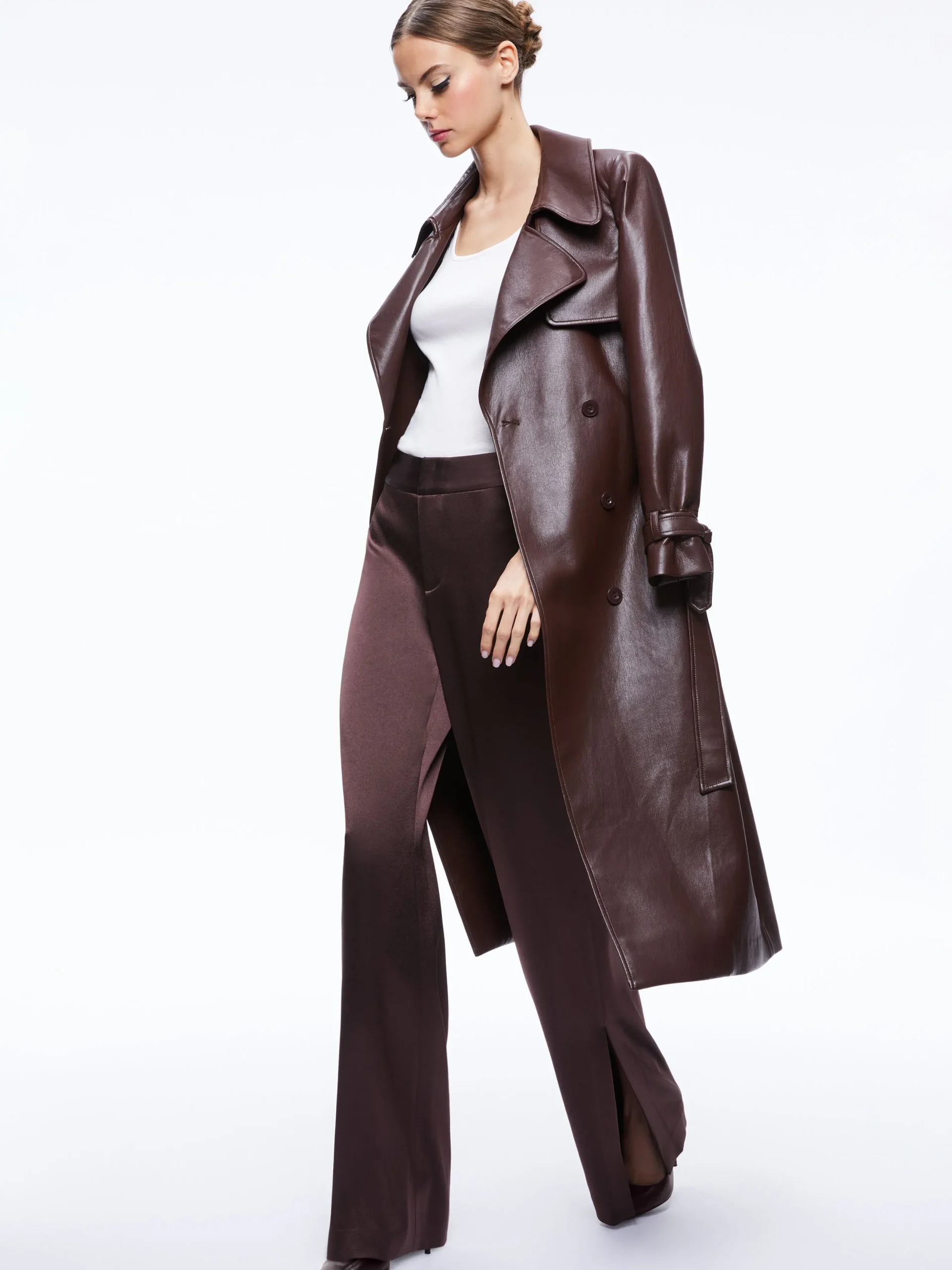 Alice and Olivia ESSENTIALS|PANTS*JC WIDE LEG SIDE SLIT PANT