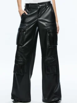 Alice and Olivia VEGAN LEATHER|ESSENTIALS*JOETTE VEGAN LEATHER CARGO PANT