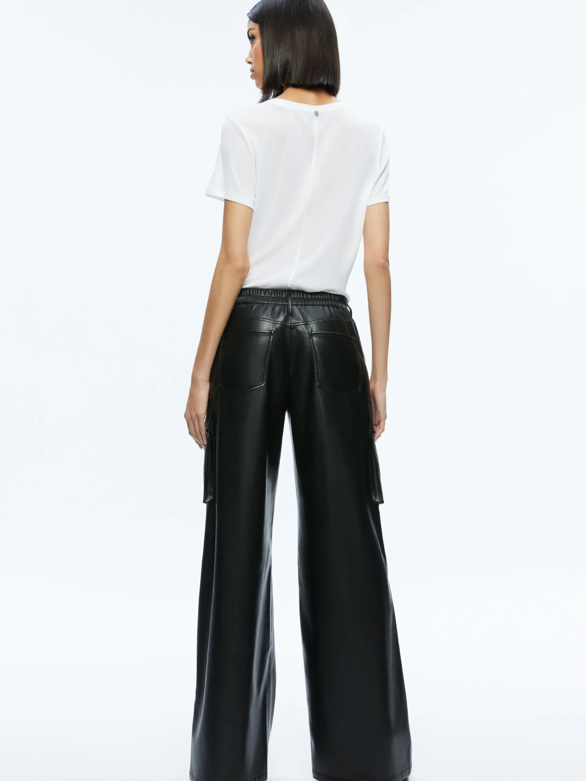 Alice and Olivia VEGAN LEATHER|ESSENTIALS*JOETTE VEGAN LEATHER CARGO PANT