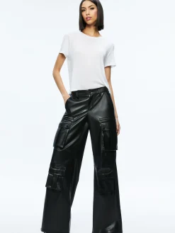 Alice and Olivia VEGAN LEATHER|ESSENTIALS*JOETTE VEGAN LEATHER CARGO PANT