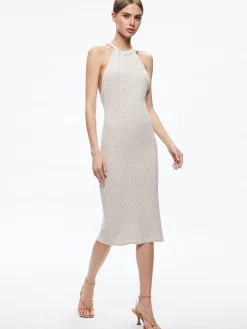 Alice and Olivia MIDI|DRESSES*JOVI POINTELLE CORD BACK HALTER DRESS