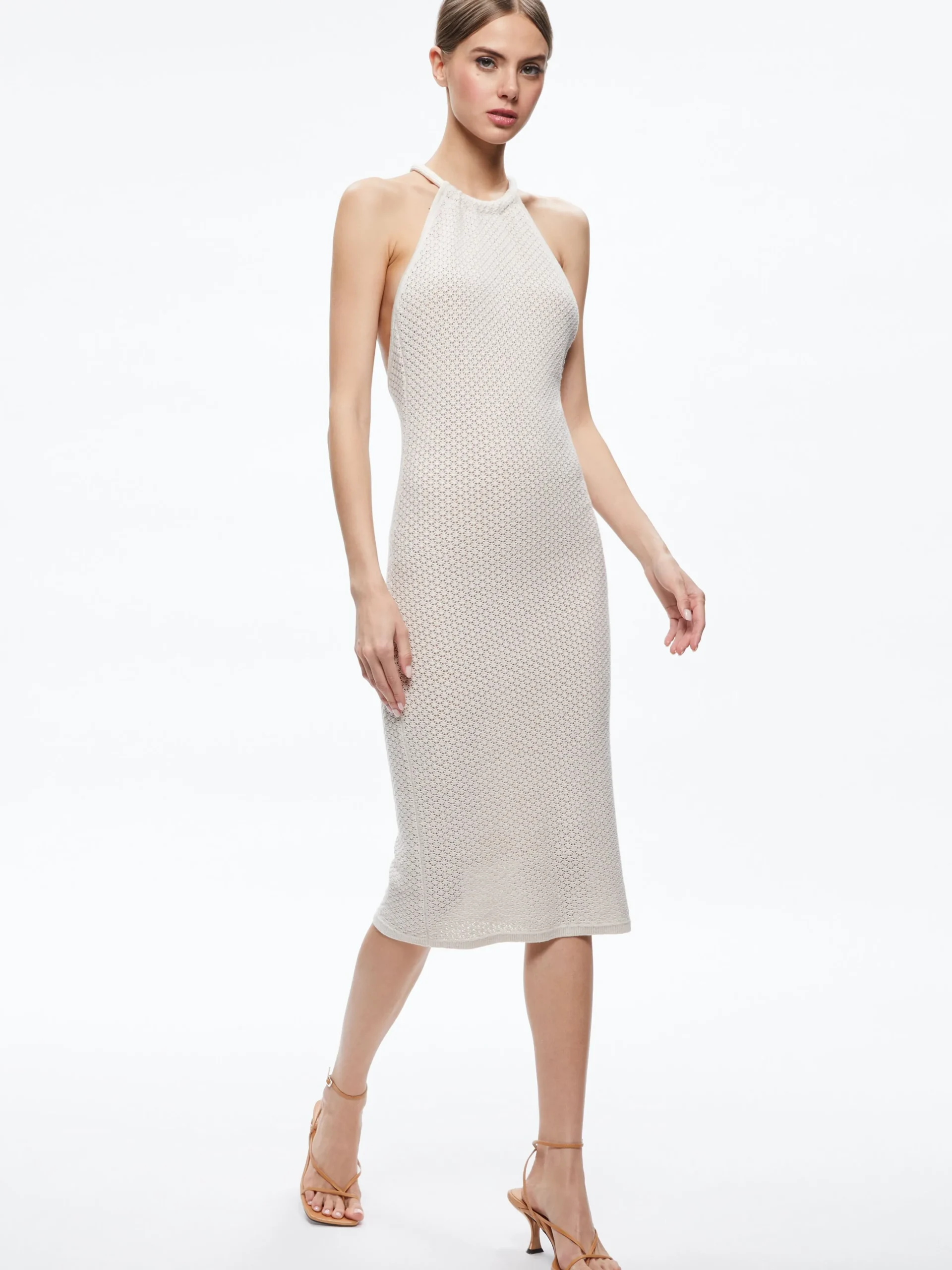 Alice and Olivia MIDI|DRESSES*JOVI POINTELLE CORD BACK HALTER DRESS
