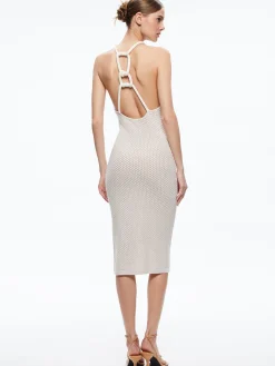 Alice and Olivia MIDI|DRESSES*JOVI POINTELLE CORD BACK HALTER DRESS