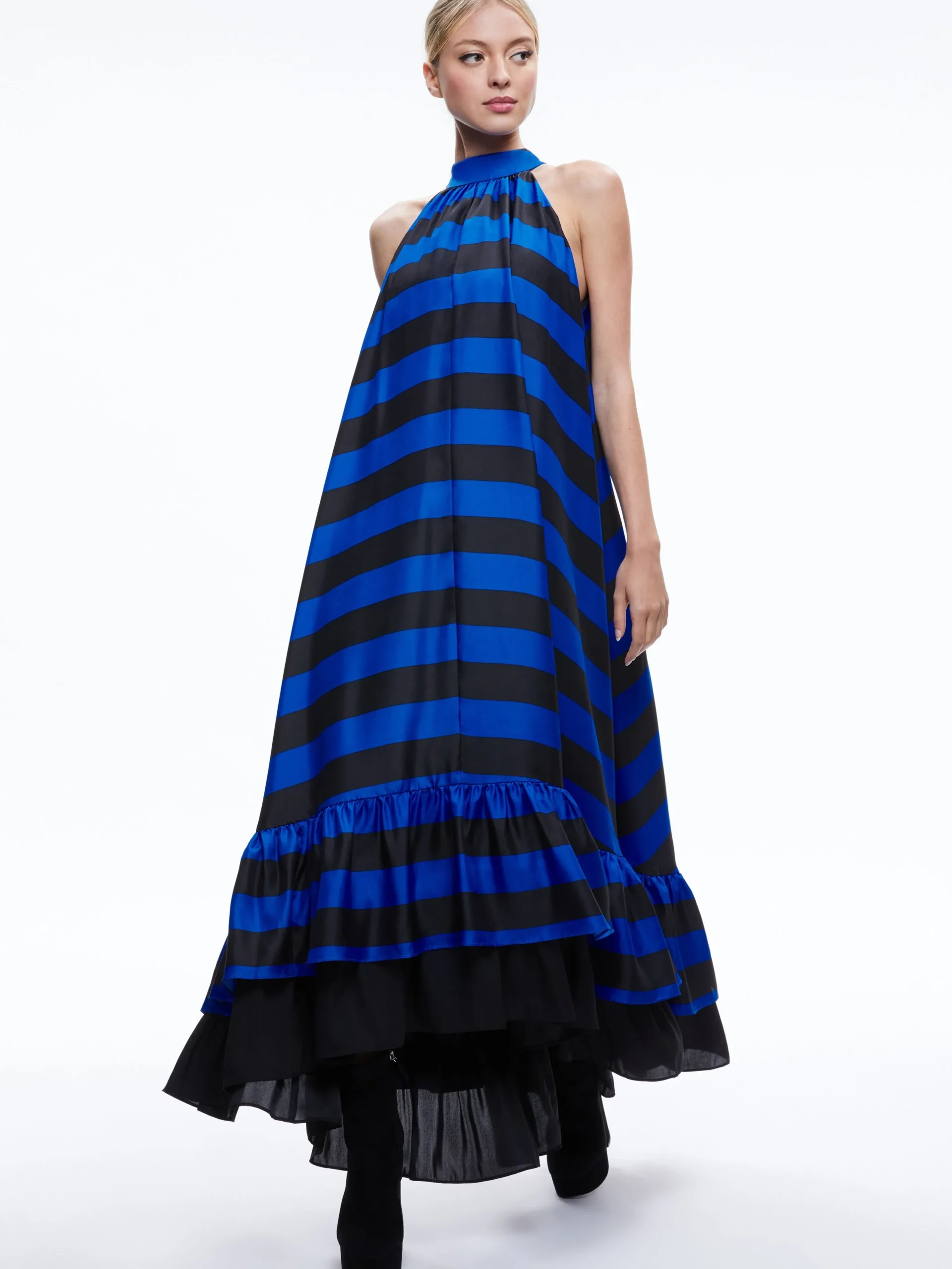 Alice and Olivia GUEST OF|MAXI*JOVIE HALTER NECK HIGH LOW MAXI DRESS