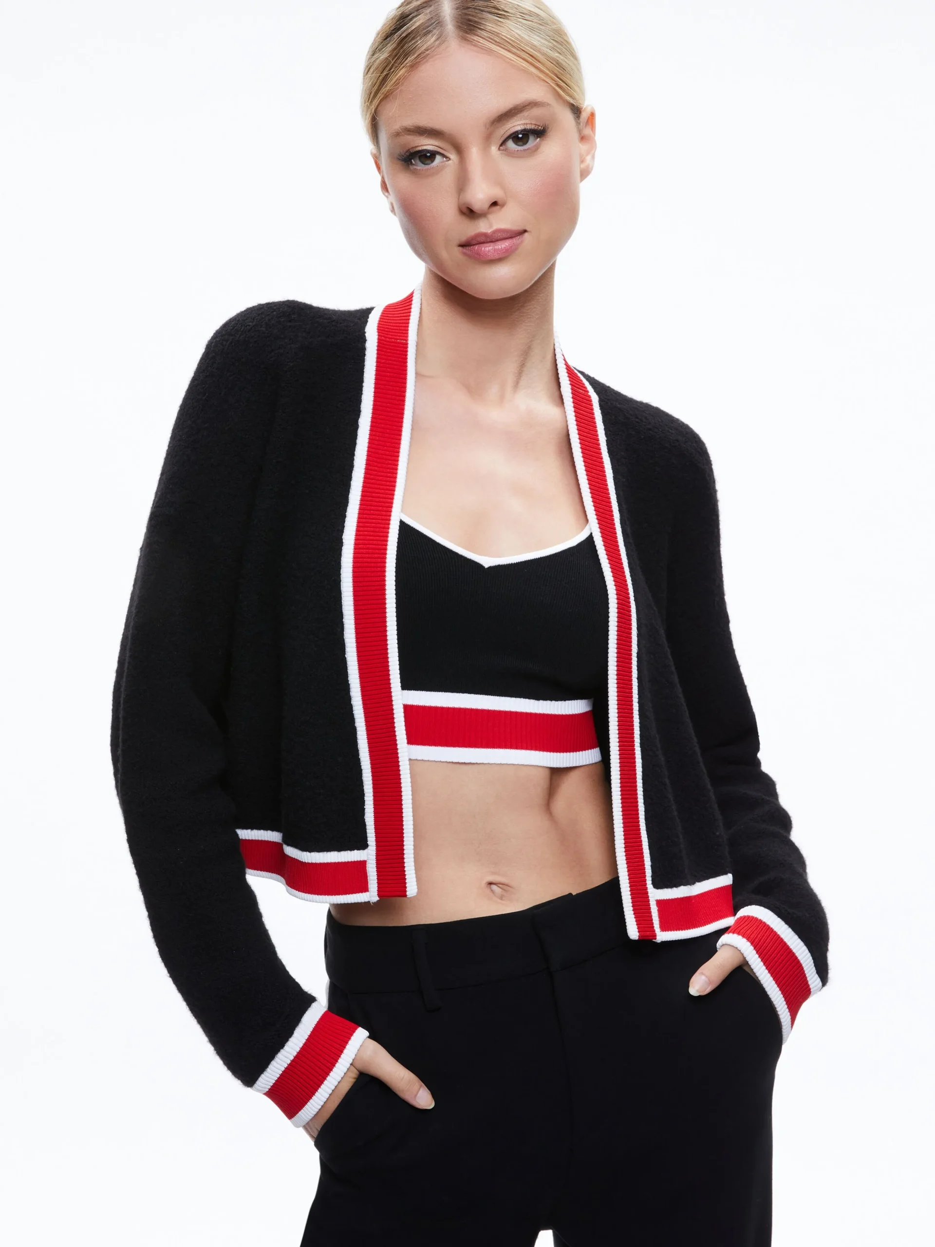 Alice and Olivia MATCHING SETS*JUANA CROPPED CARDIGAN + MAUDE BRALETTE
