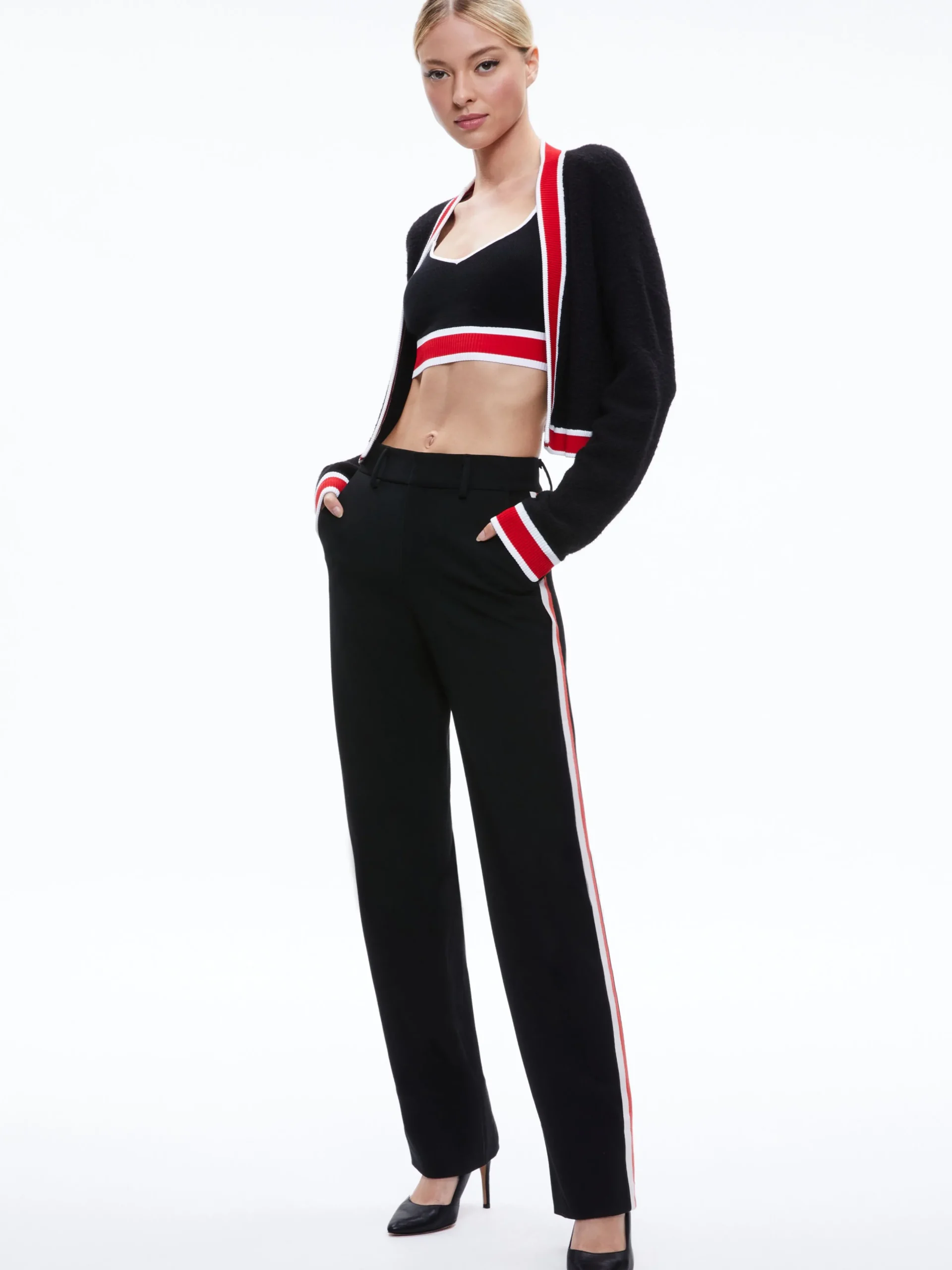 Alice and Olivia MATCHING SETS*JUANA CROPPED CARDIGAN + MAUDE BRALETTE