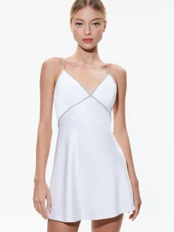 Alice and Olivia GUEST OF|MINI*JULIENNE EMBELLISHED V-NECK MINI DRESS