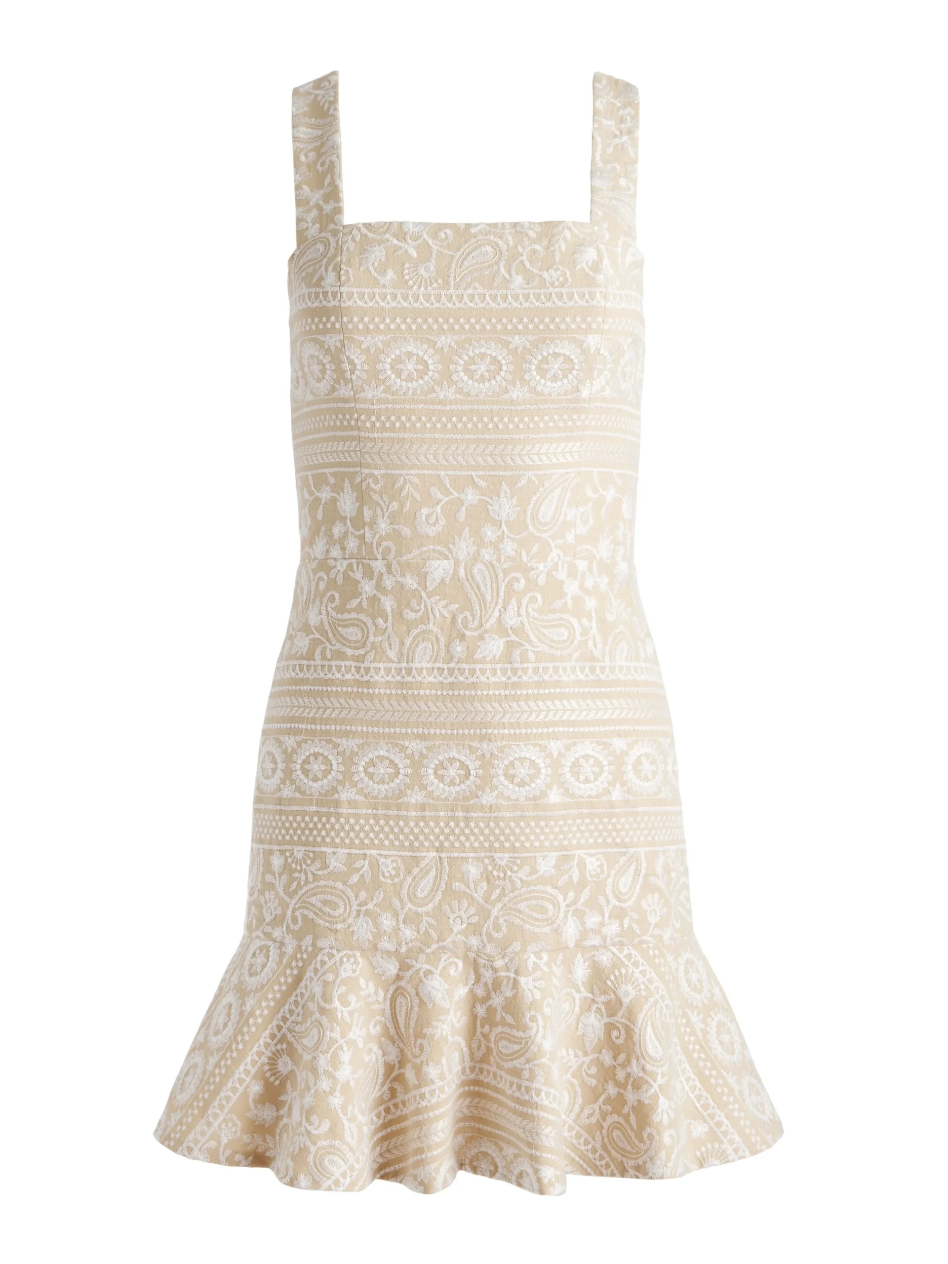Alice and Olivia MINI|DRESSES*KAIDRA SQUARE NECK DROP WAIST MINI DRESS
