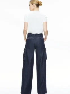 Alice and Olivia JEANS|PANTS*KAL BAGGY CARGO SIDE SLIT JEAN
