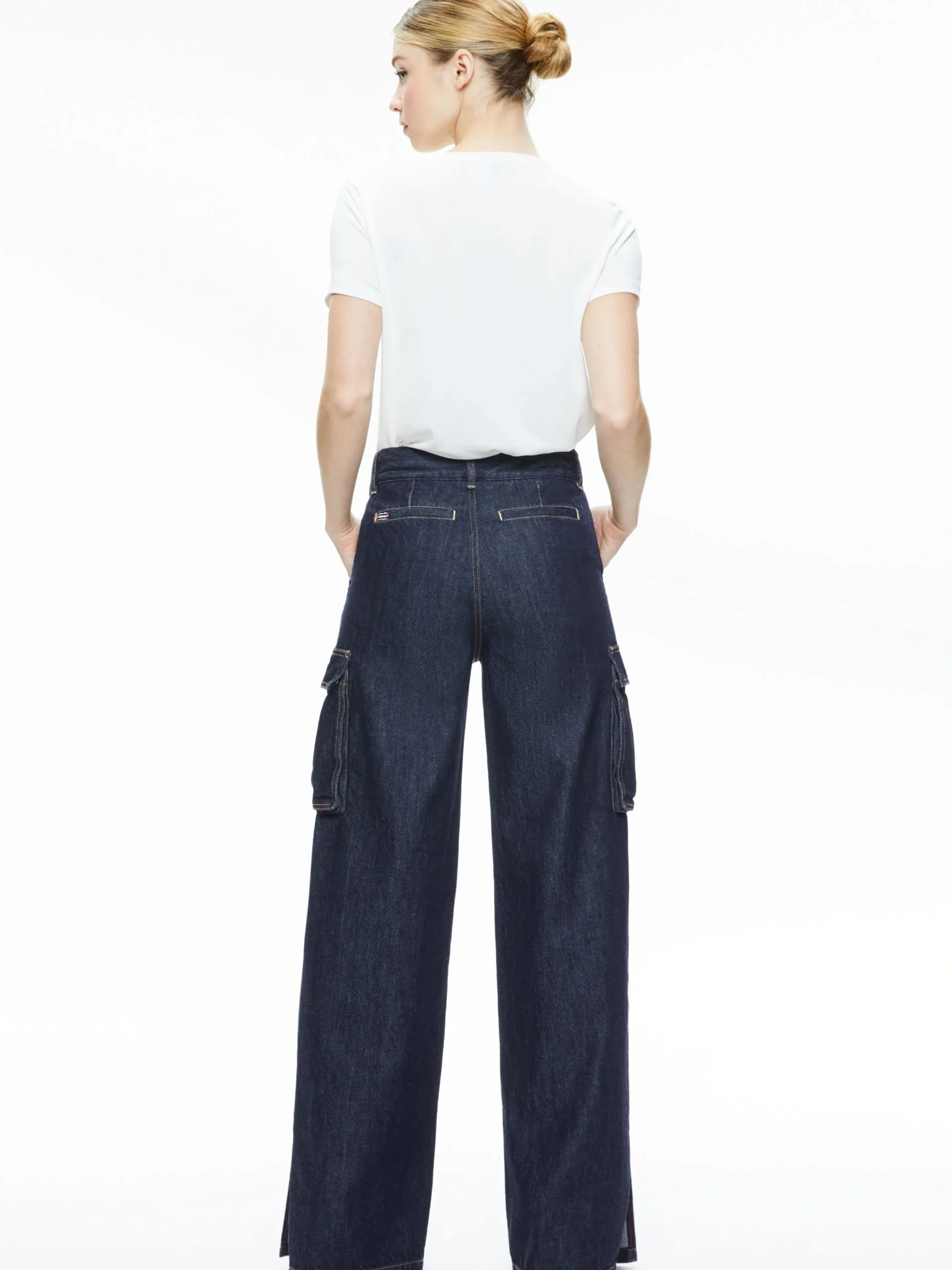 Alice and Olivia JEANS|PANTS*KAL BAGGY CARGO SIDE SLIT JEAN