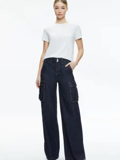 Alice and Olivia JEANS|PANTS*KAL BAGGY CARGO SIDE SLIT JEAN