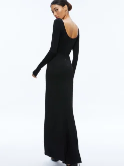 Alice and Olivia MAXI|DRESSES*KALENA SCOOP NECK CUTOUT MAXI DRESS