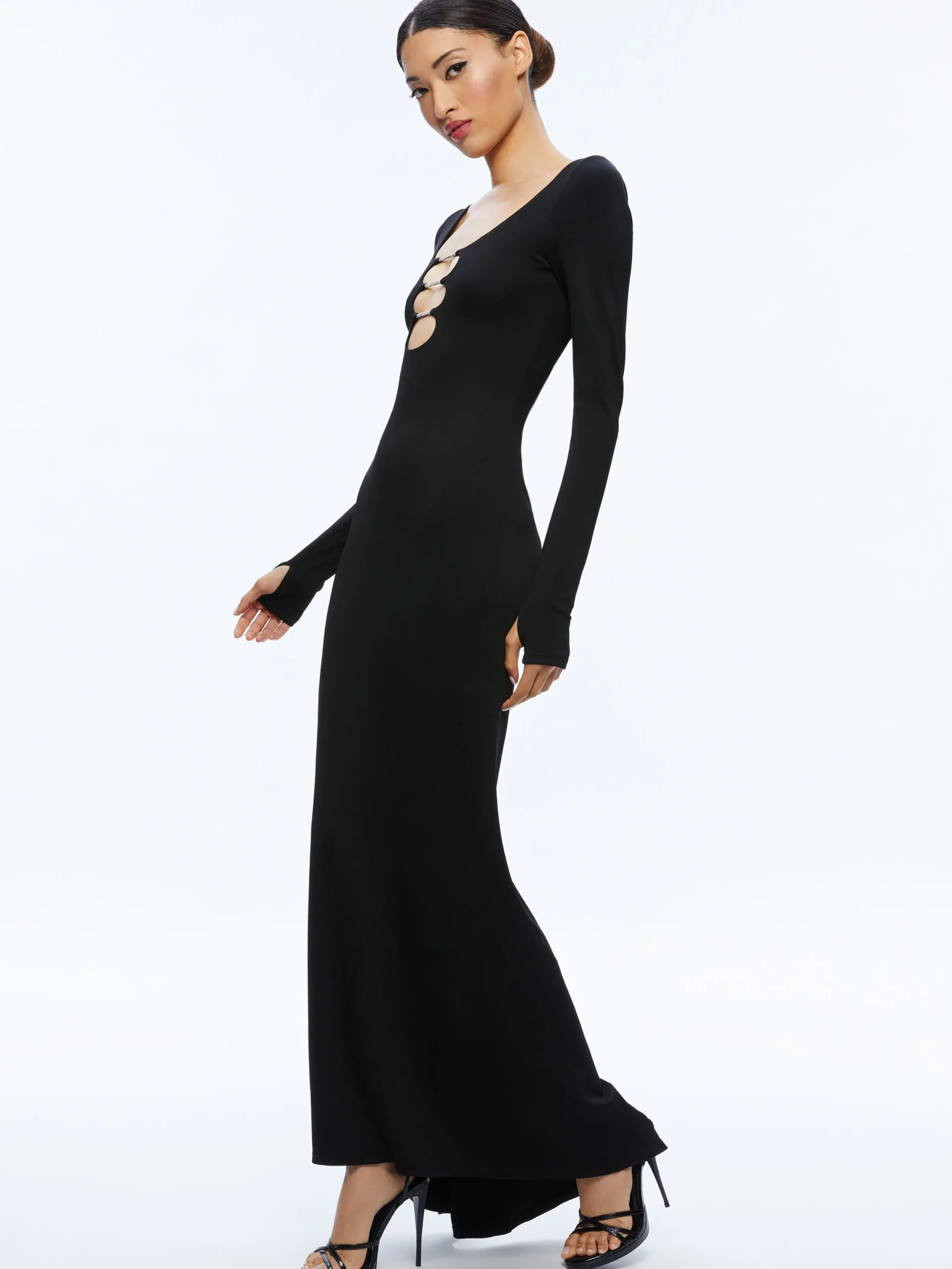 Alice and Olivia MAXI|DRESSES*KALENA SCOOP NECK CUTOUT MAXI DRESS