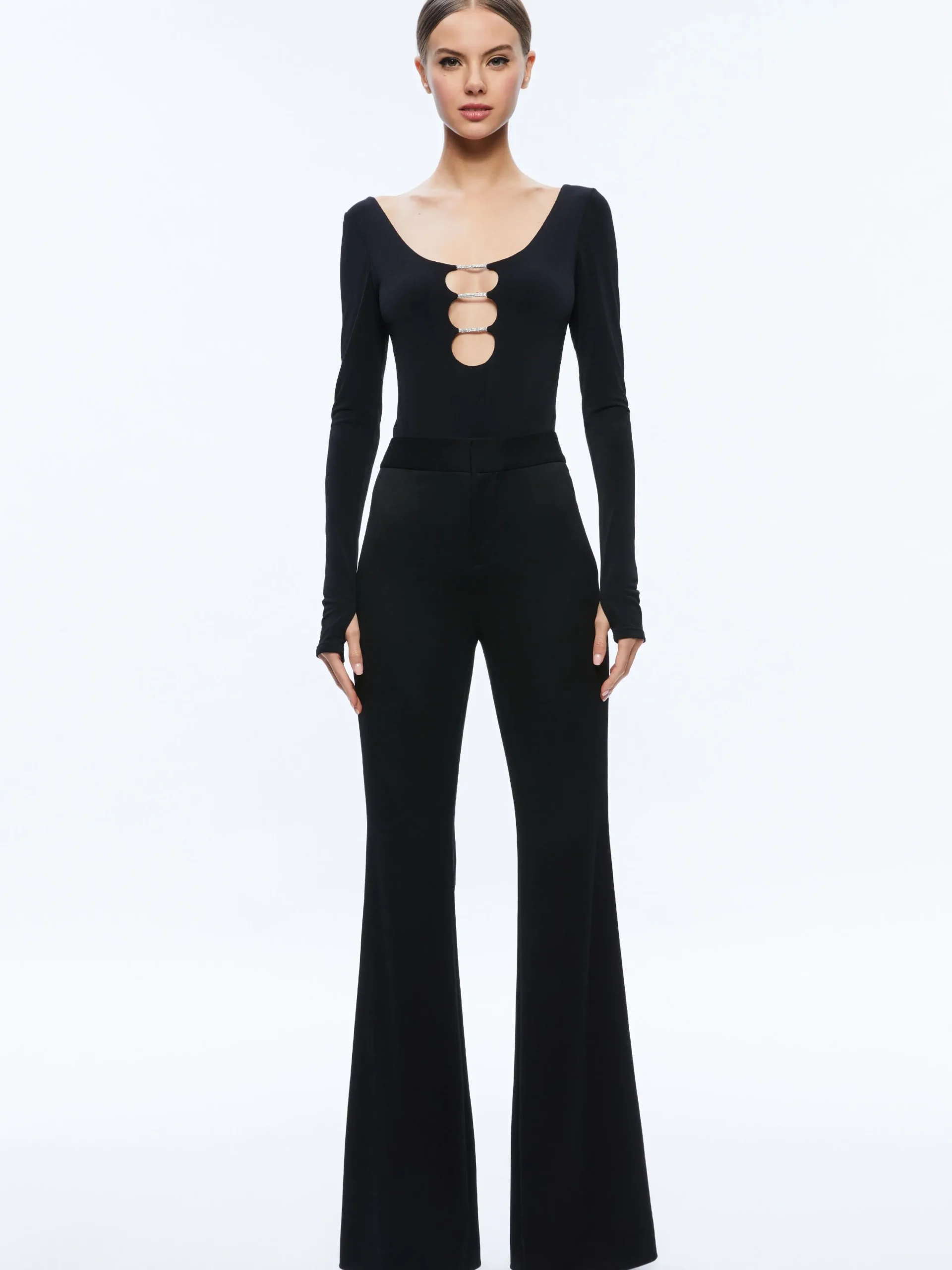 Alice and Olivia TOPS*KALENA SCOOP NECK CUTOUT BODYSUIT