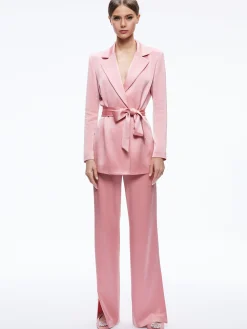 Alice and Olivia MATCHING SETS*KARLEY WRAP BLAZER + JC WIDE LEG SIDE SLIT PANT