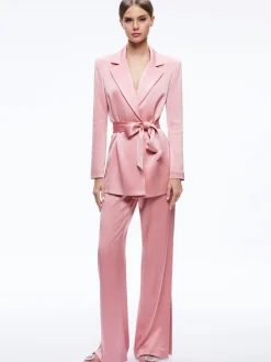 Alice and Olivia MATCHING SETS*KARLEY WRAP BLAZER + JC WIDE LEG SIDE SLIT PANT