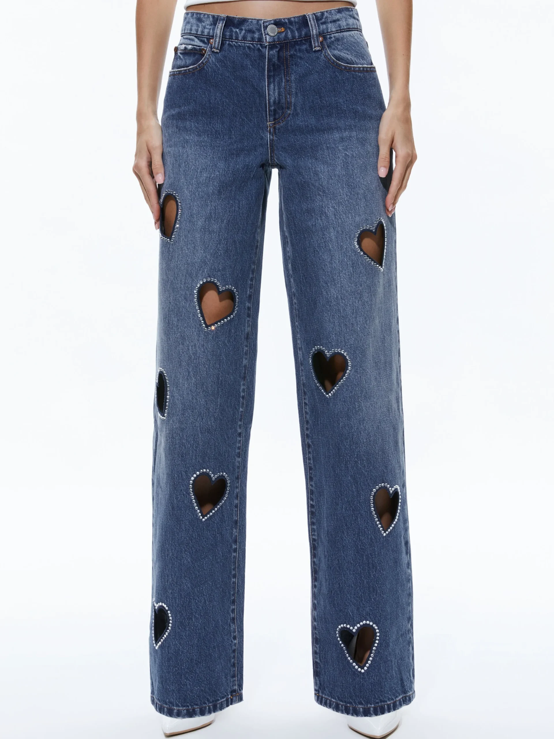 Alice and Olivia JEAN SHOP|VALENTINE'S DAY EDIT*KARRIE EMBELLISHED HEART JEAN