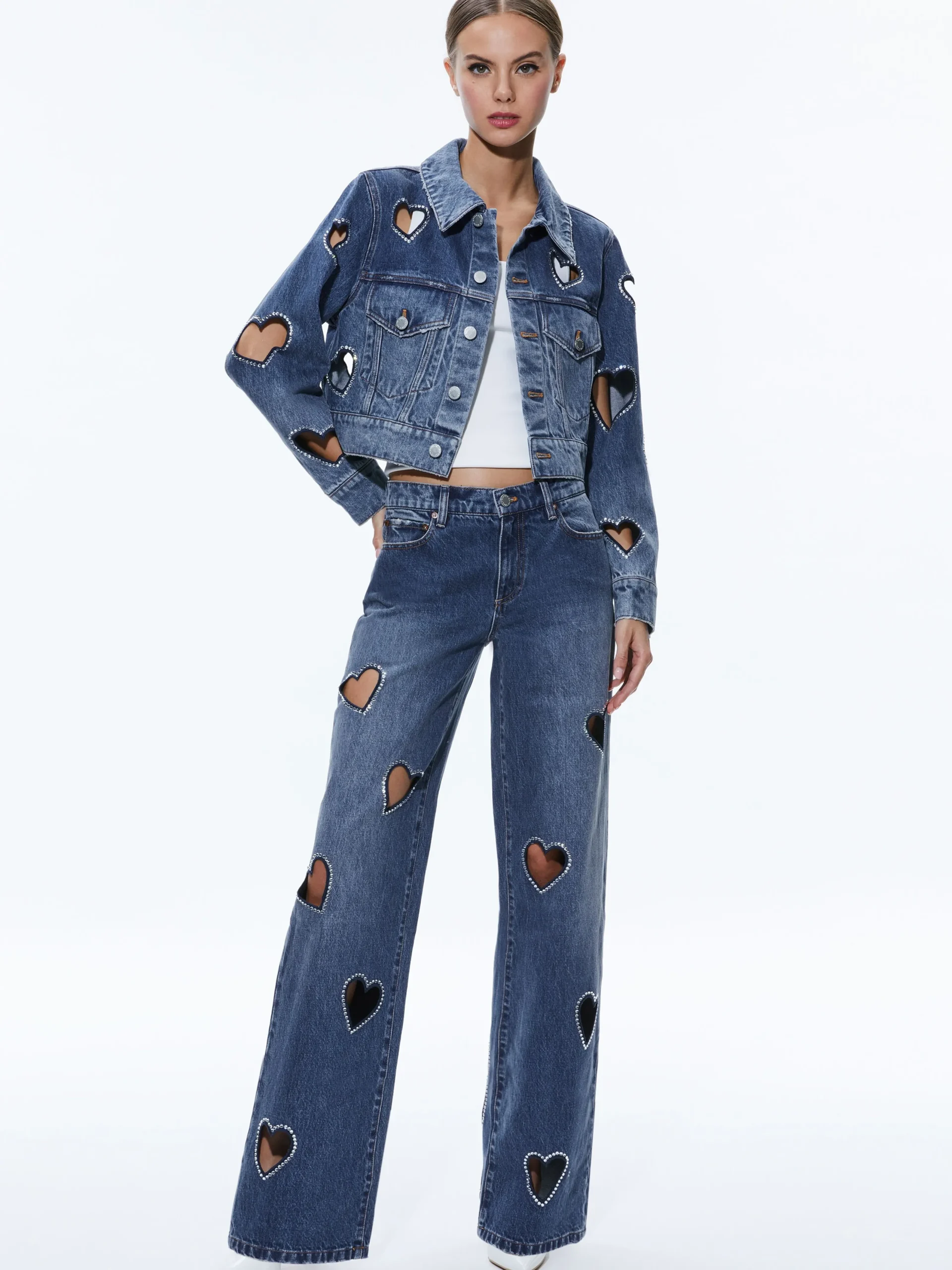 Alice and Olivia JEAN SHOP|VALENTINE'S DAY EDIT*KARRIE EMBELLISHED HEART JEAN