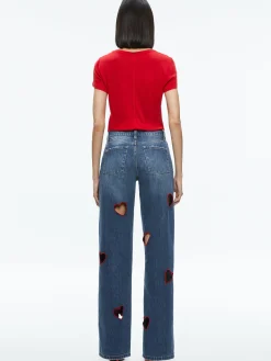 Alice and Olivia STACEY'S FAVORITES|JEAN SHOP*KARRIE EMBROIDERED HEART CUTOUT JEAN