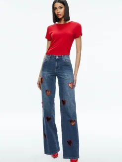 Alice and Olivia STACEY'S FAVORITES|JEAN SHOP*KARRIE EMBROIDERED HEART CUTOUT JEAN