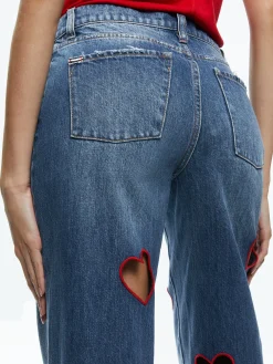 Alice and Olivia STACEY'S FAVORITES|JEAN SHOP*KARRIE EMBROIDERED HEART CUTOUT JEAN