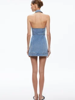 Alice and Olivia JEAN SHOP|MINI*KENDALL DENIM HALTER MINI DRES