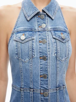 Alice and Olivia JEAN SHOP|MINI*KENDALL DENIM HALTER MINI DRES