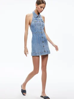 Alice and Olivia JEAN SHOP|MINI*KENDALL DENIM HALTER MINI DRES