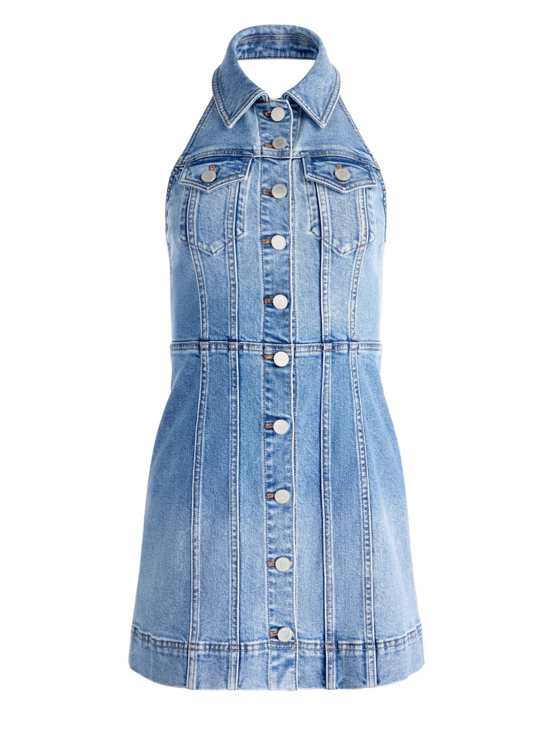 Alice and Olivia JEAN SHOP|MINI*KENDALL DENIM HALTER MINI DRES