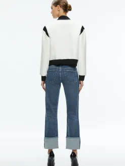 Alice and Olivia ESSENTIALS|JACKETS + COATS*KERI COMBINATION VEGAN LEATHER VARSITY JACKET