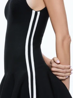 Alice and Olivia ESSENTIALS|MINI*KIMI SIDE STRIPE MINI DRESS