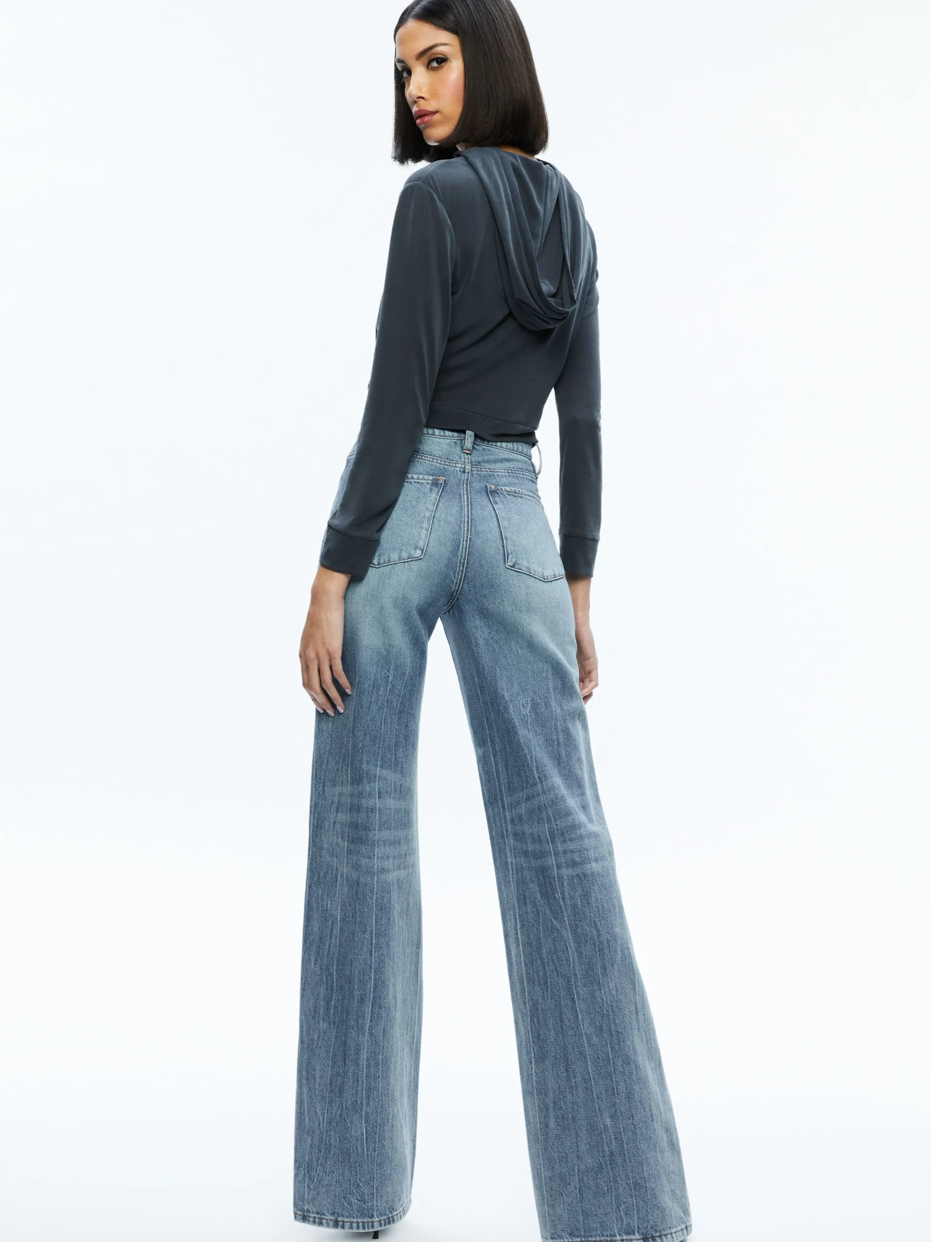 Alice and Olivia ESSENTIALS|TOPS*KIRK WRAP FRONT HOODIE