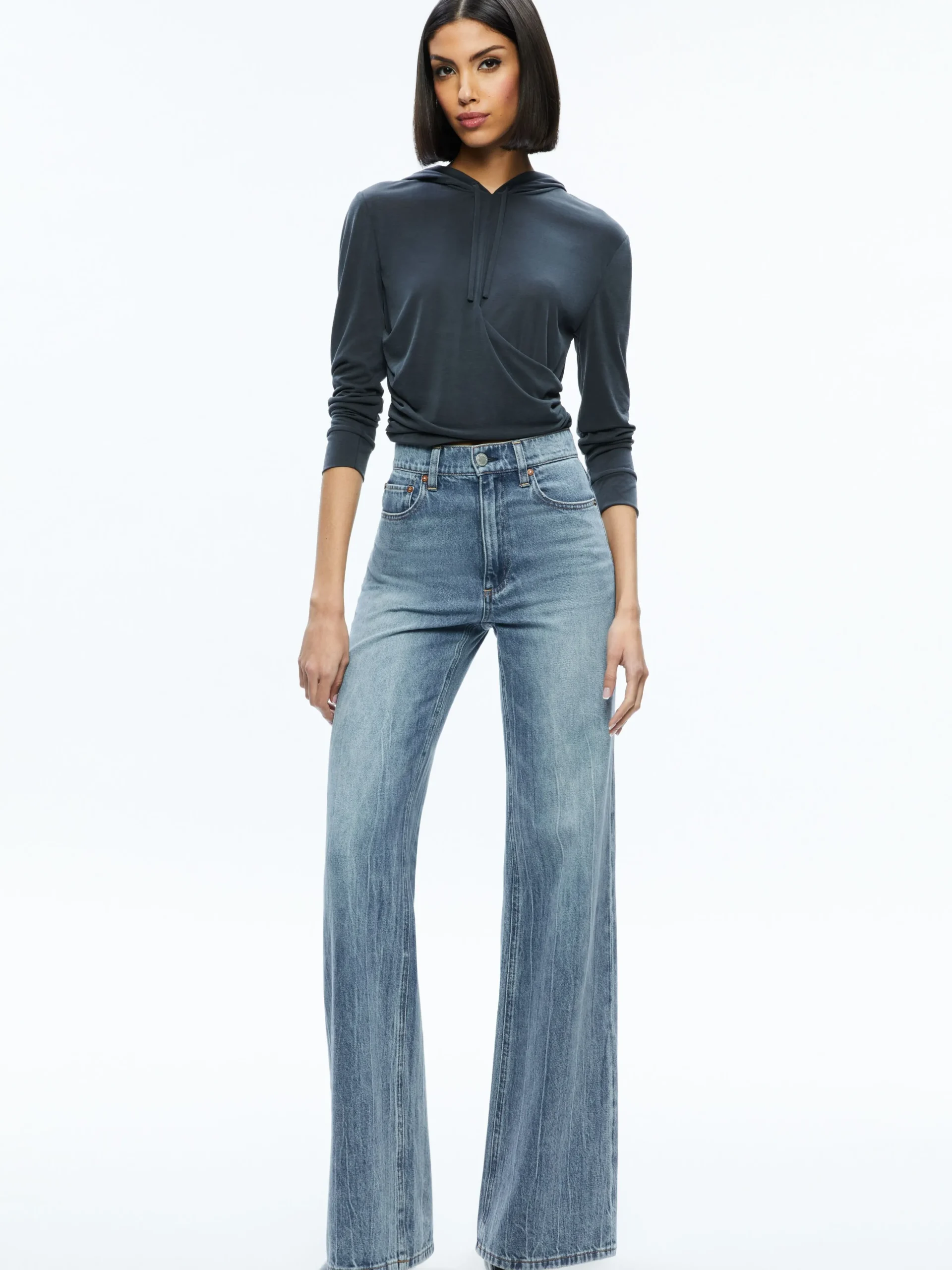 Alice and Olivia ESSENTIALS|TOPS*KIRK WRAP FRONT HOODIE