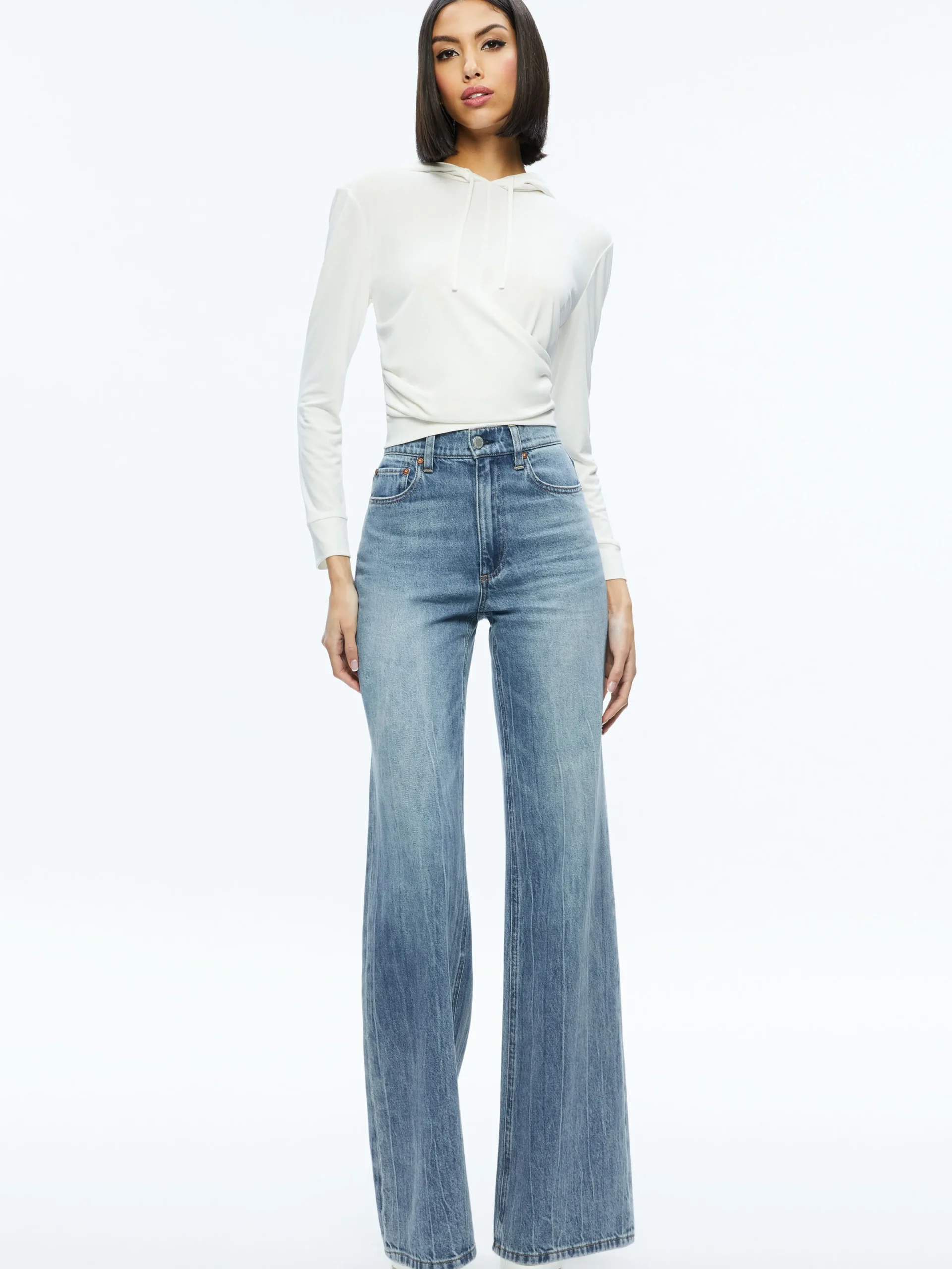 Alice and Olivia ESSENTIALS|TOPS*KIRK WRAP FRONT HOODIE