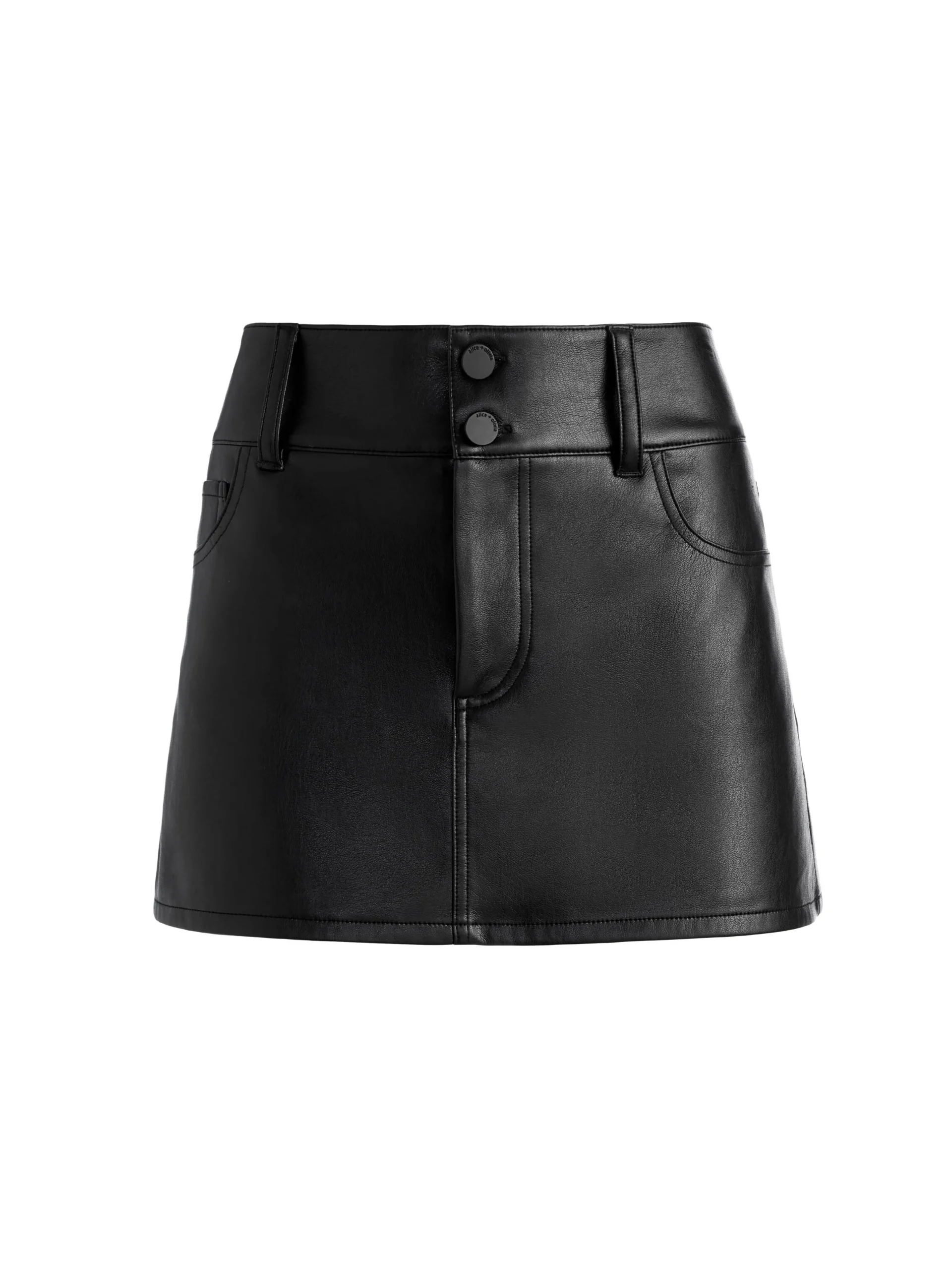 Alice and Olivia VEGAN LEATHER|SKIRTS*LAIKA LOW RISE VEGAN MINI SKIRT