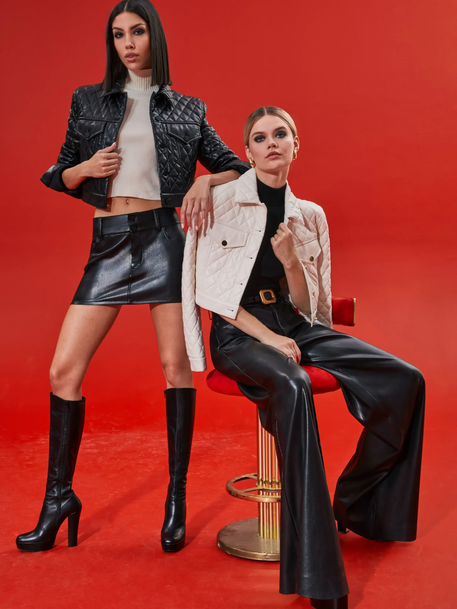 Alice and Olivia VEGAN LEATHER|SKIRTS*LAIKA LOW RISE VEGAN MINI SKIRT