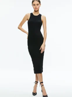 Alice and Olivia ESSENTIALS|VALENTINE'S DAY EDIT*LALITA SIDE SNAP MIDI DRESS
