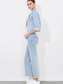Alice and Olivia JEAN SHOP|JACKETS + COATS*LANA PUFF SLEEVE DENIM JACKET WITH RAW HEM