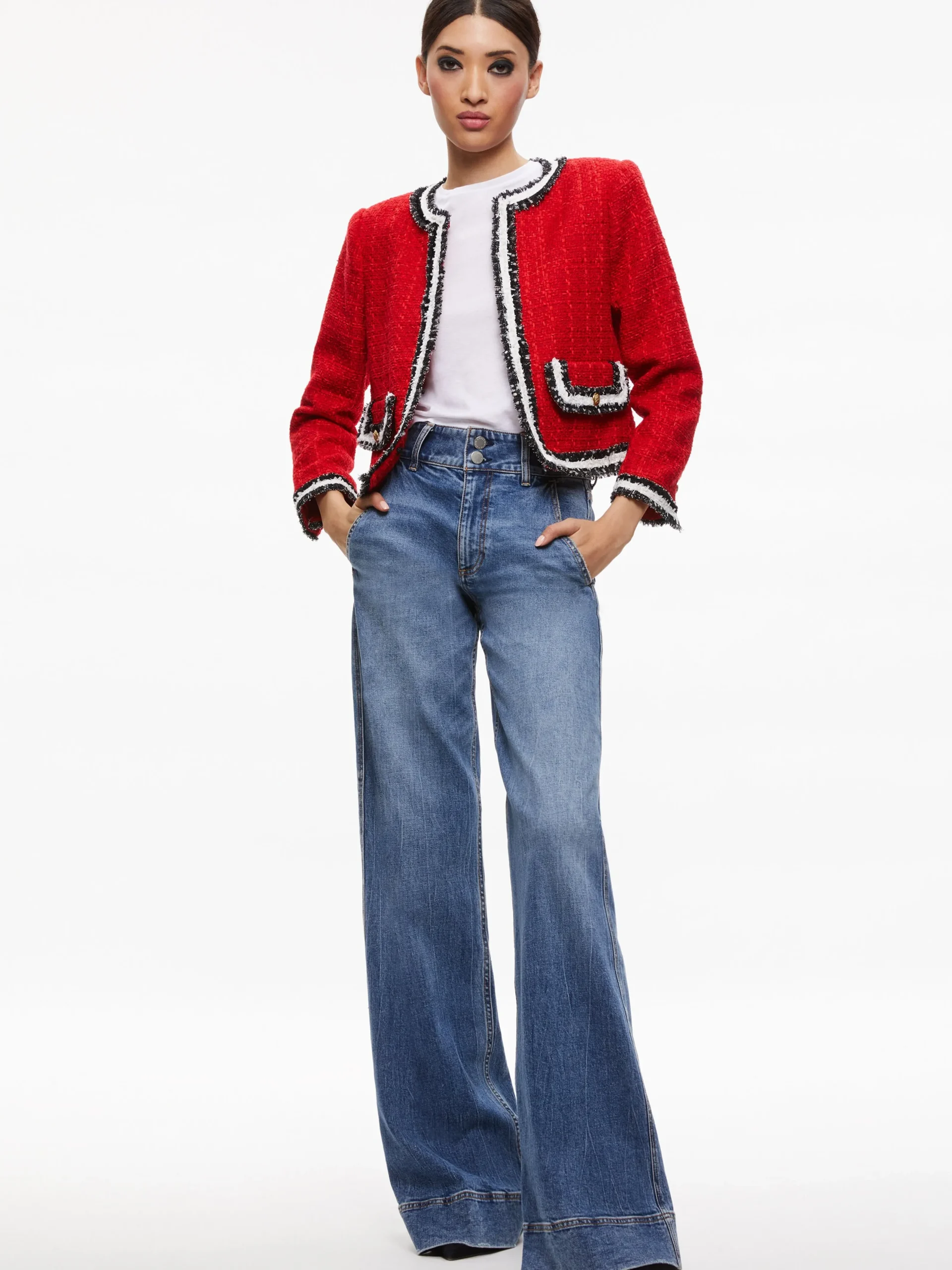 Alice and Olivia MATCHING SETS*LANDON TWEED CROPPED JACKET + RUBI TWEED MINI SKIRT