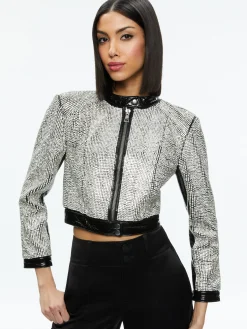 Alice and Olivia STACEY'S FAVORITES|JACKETS + COATS*LARI CRYSTAL EMBELLISHED LEATHER JACKET
