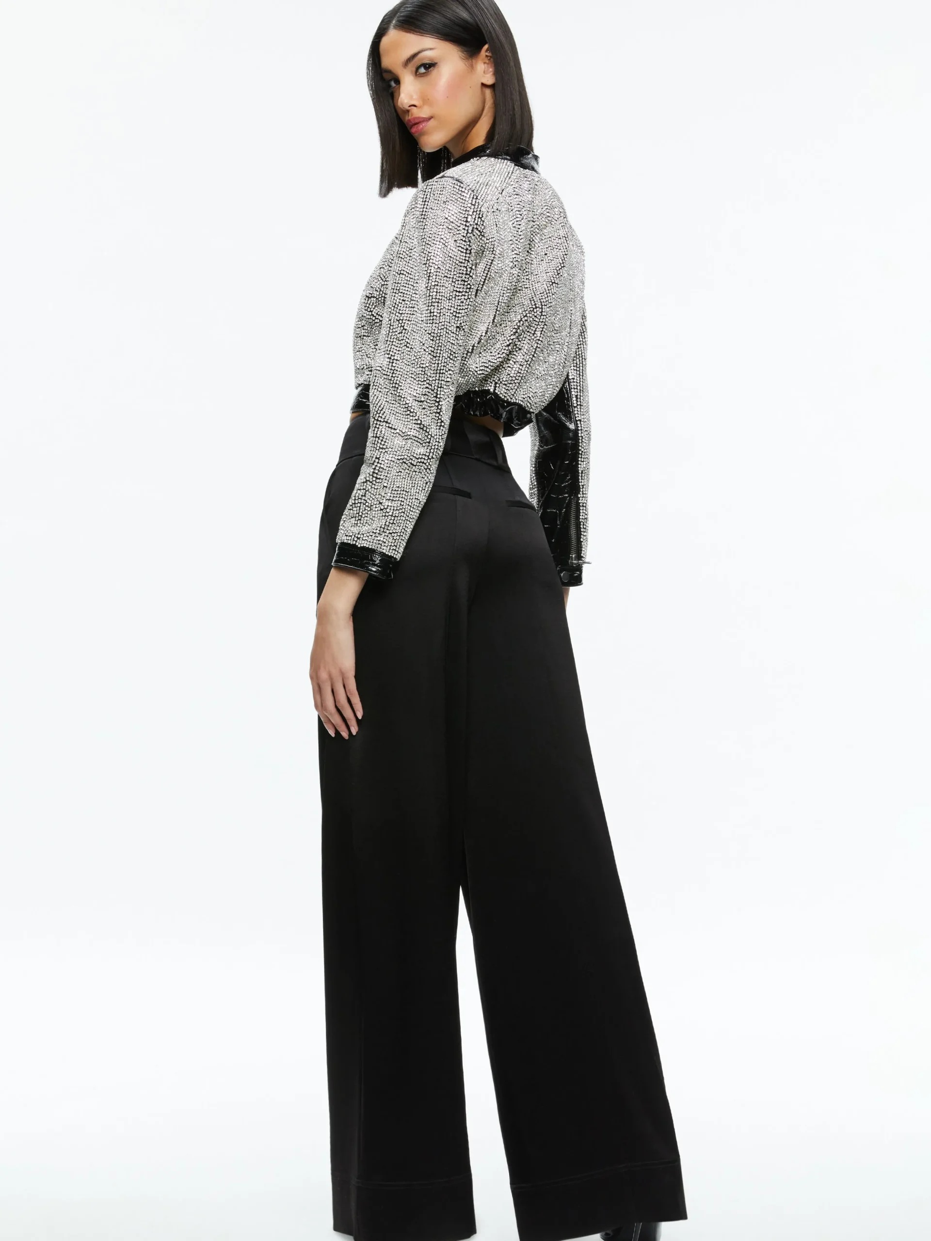 Alice and Olivia STACEY'S FAVORITES|JACKETS + COATS*LARI CRYSTAL EMBELLISHED LEATHER JACKET