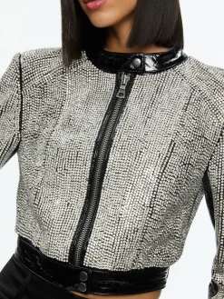 Alice and Olivia STACEY'S FAVORITES|JACKETS + COATS*LARI CRYSTAL EMBELLISHED LEATHER JACKET