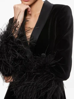 Alice and Olivia GUEST OF|MINI*LATOYA FEATHER CUFF BLAZER MINI DRESS