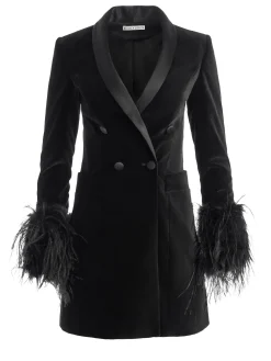 Alice and Olivia GUEST OF|MINI*LATOYA FEATHER CUFF BLAZER MINI DRESS