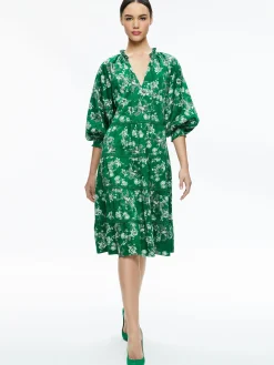 Alice and Olivia MIDI|DRESSES*LAYLA TIERED RUFFLE MIDI DRESS