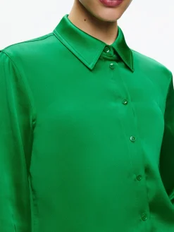 Alice and Olivia TOPS*LEON CROPPED BUTTON DOWN